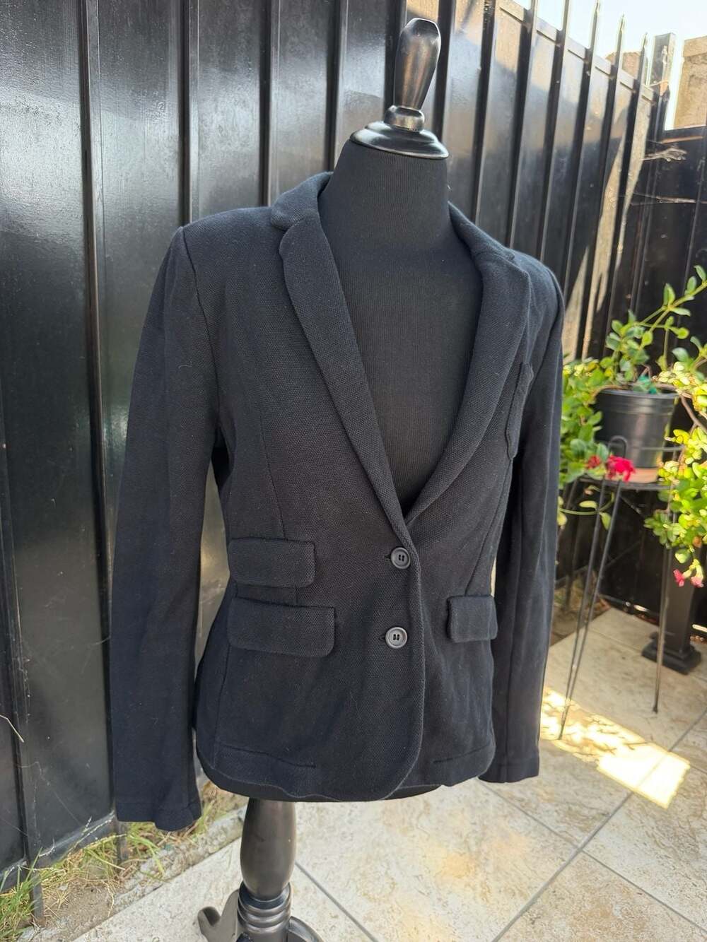 Whistles Women's Black Cotton-Blend Blazer Jacket - Size UK 12 (US 8, EU 40)